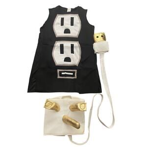 New Spooktacular Plug Socket Size Adult 2XL Black White Halloween Costume Set